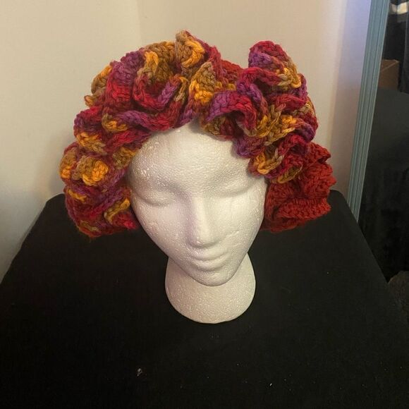 Handcrafted Crochet multi-color ruffle bucket hat - Picture 1 of 4